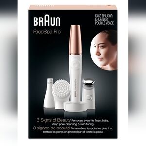 NEW Braun FaceSpa Pro Epilator and Cleansing Set Hair Removal Skin Toning